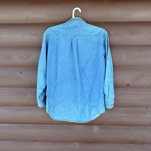Vtg Cambridge Dry Goods Co Denim Shirt Women Beaded Floral Western Style Sz 8 - Picture 5 of 8